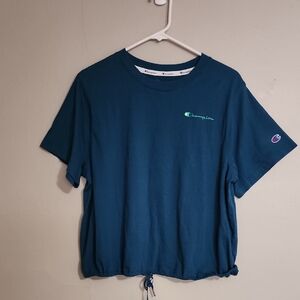 Champion Teal T-Shirt with Adjustable Hem